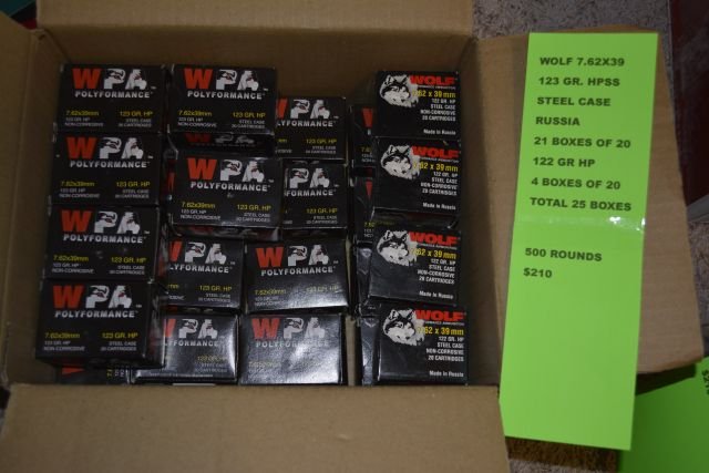 500 rounds Boxed Wolf 7.62x39 steel case