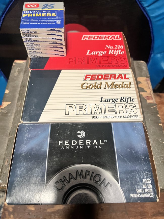 Large Rifle & Small Pistol Primers - $200